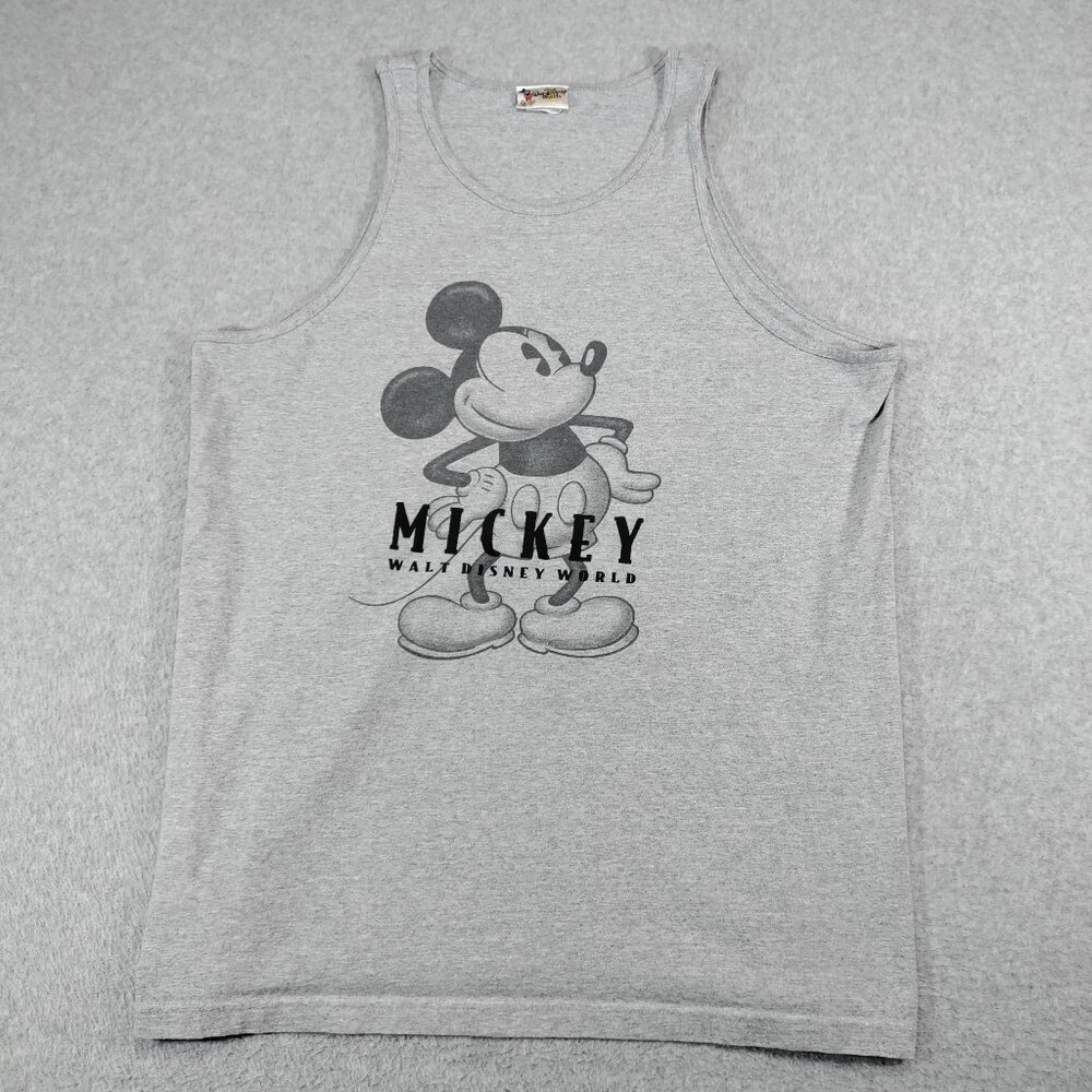 Walt Disney World Mickey Mouse Tank Top Womens XXL Gray Sleeveless Vintage USA